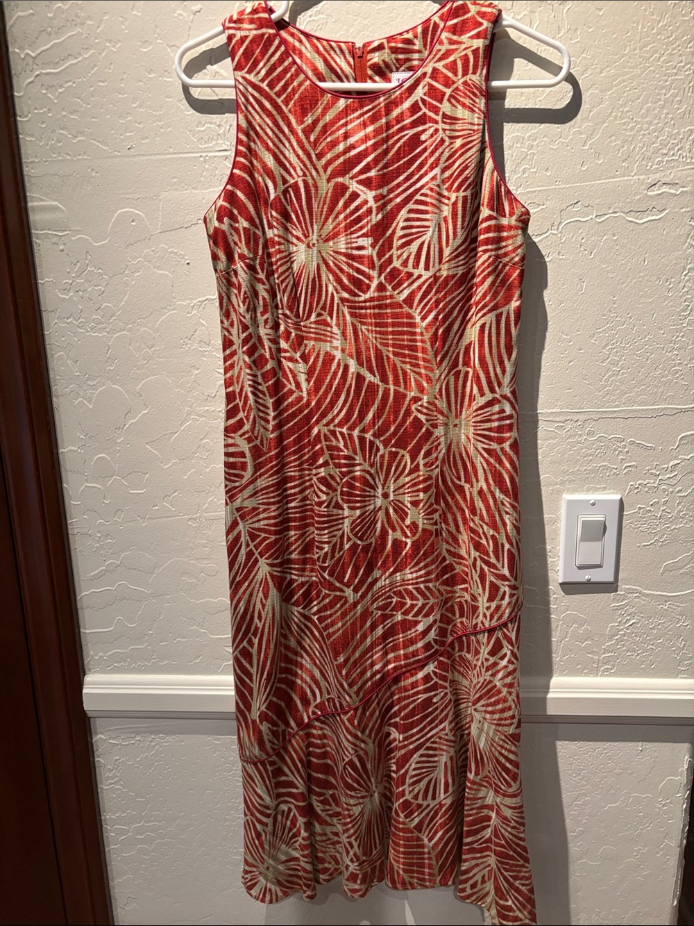 Iolani Sleeveless Coral Floral Maxi Dress with Tropical Print